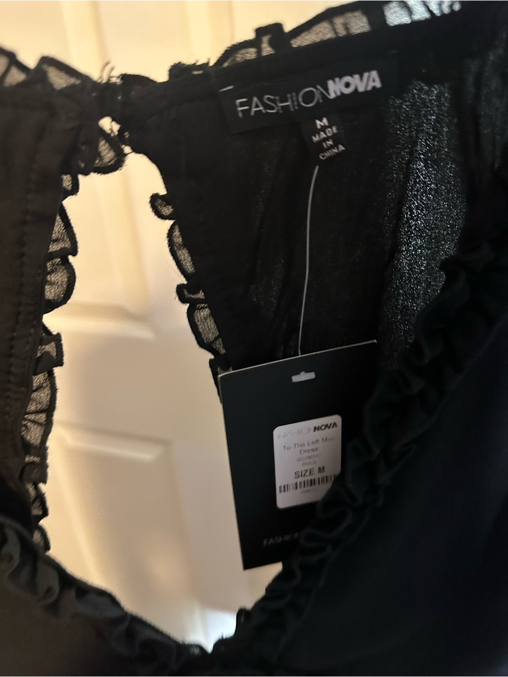 Fashion Nova Black Ruffle-Accent Long Sleeve Mini Dress - Picture 3 of 3